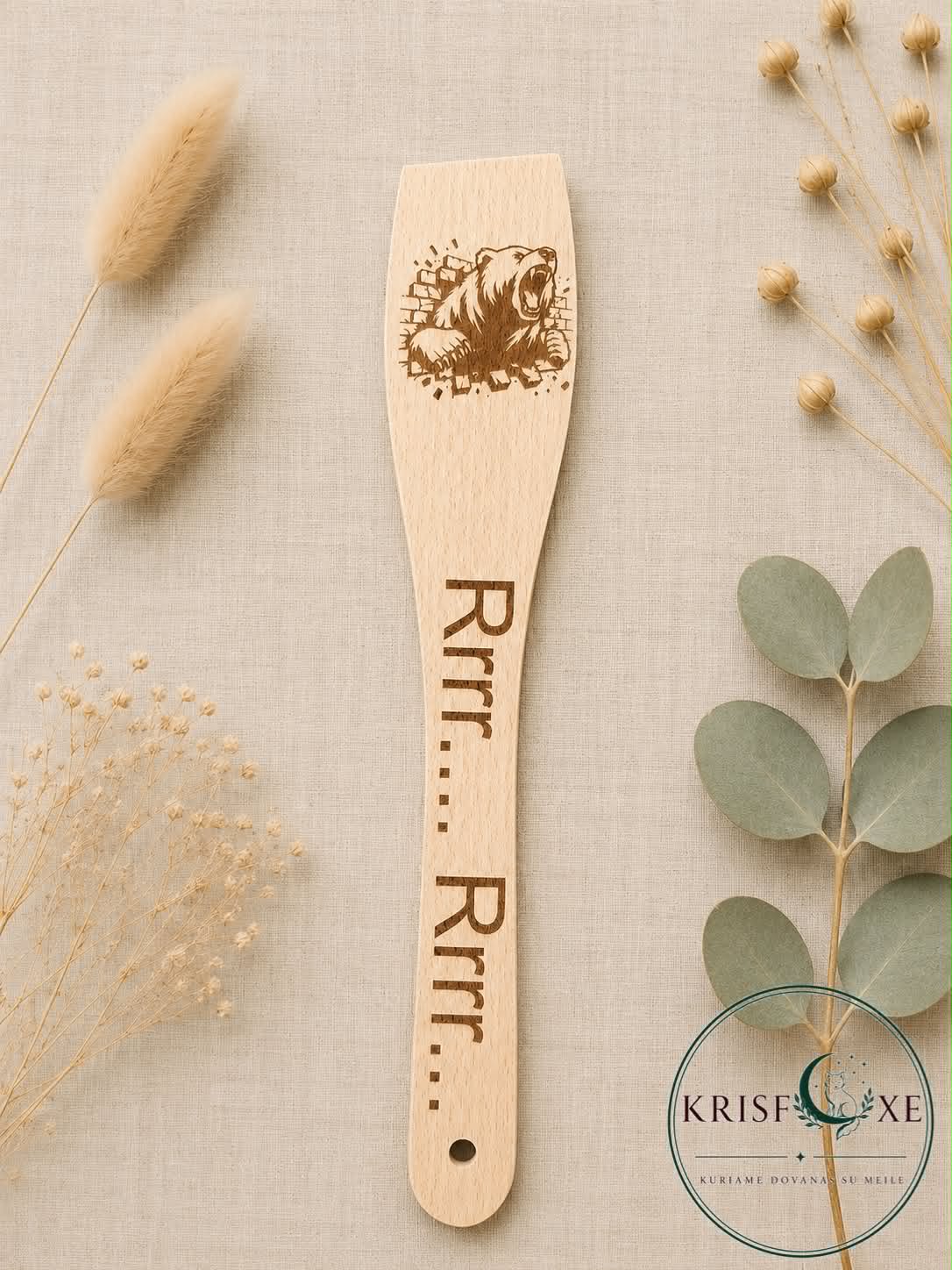 Medinė virtuvinė mentelė „Rrr… Rrr…“