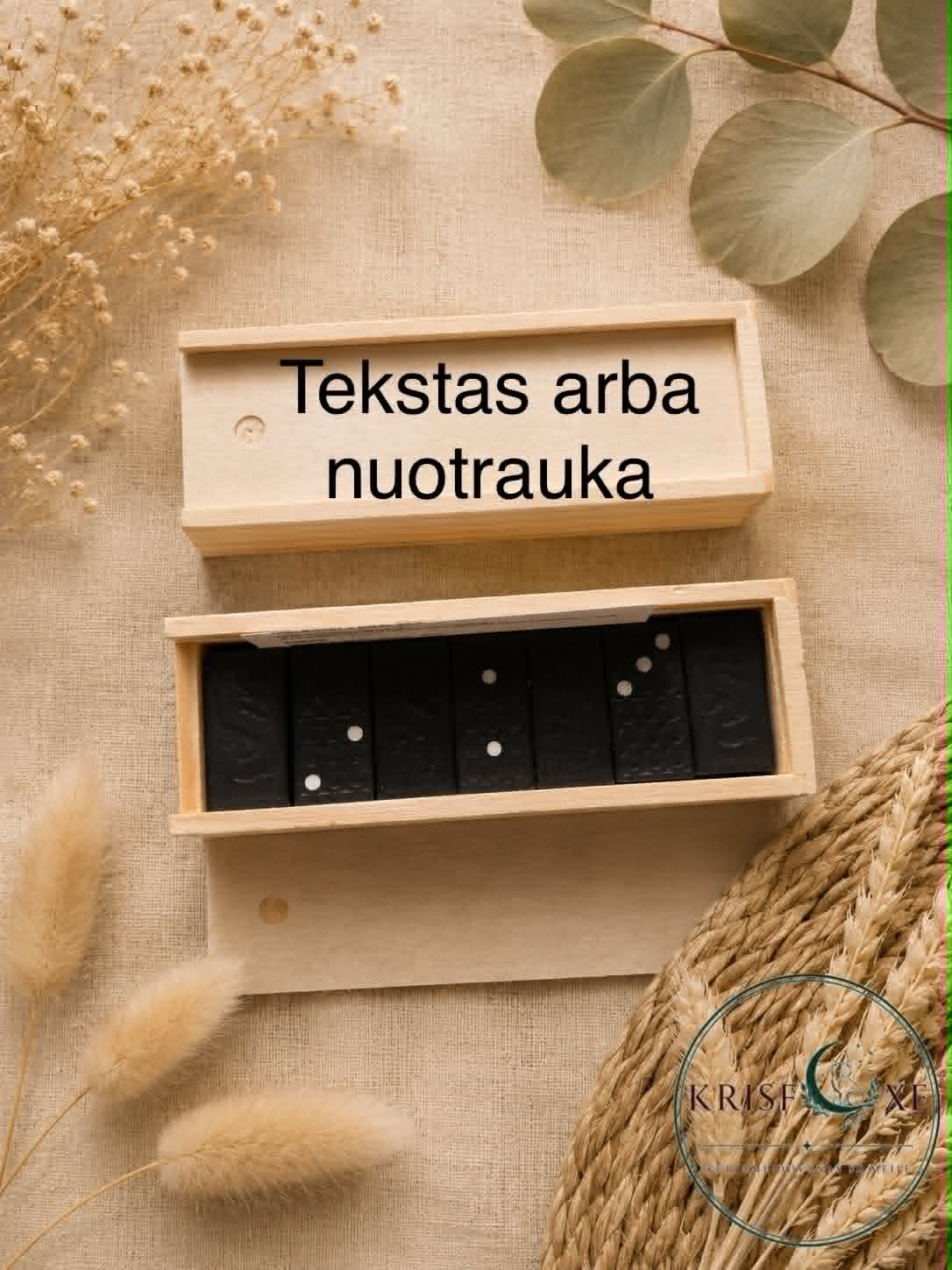 Domino žaidimas medinėje dėžutėje su personalizuotu graviravimu
